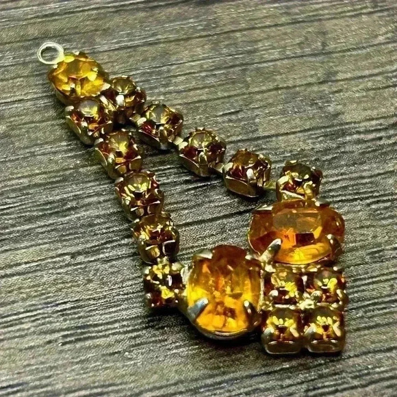 Vintage Amber and Topaz Rhinestone Pendant - Picture 4 of 4